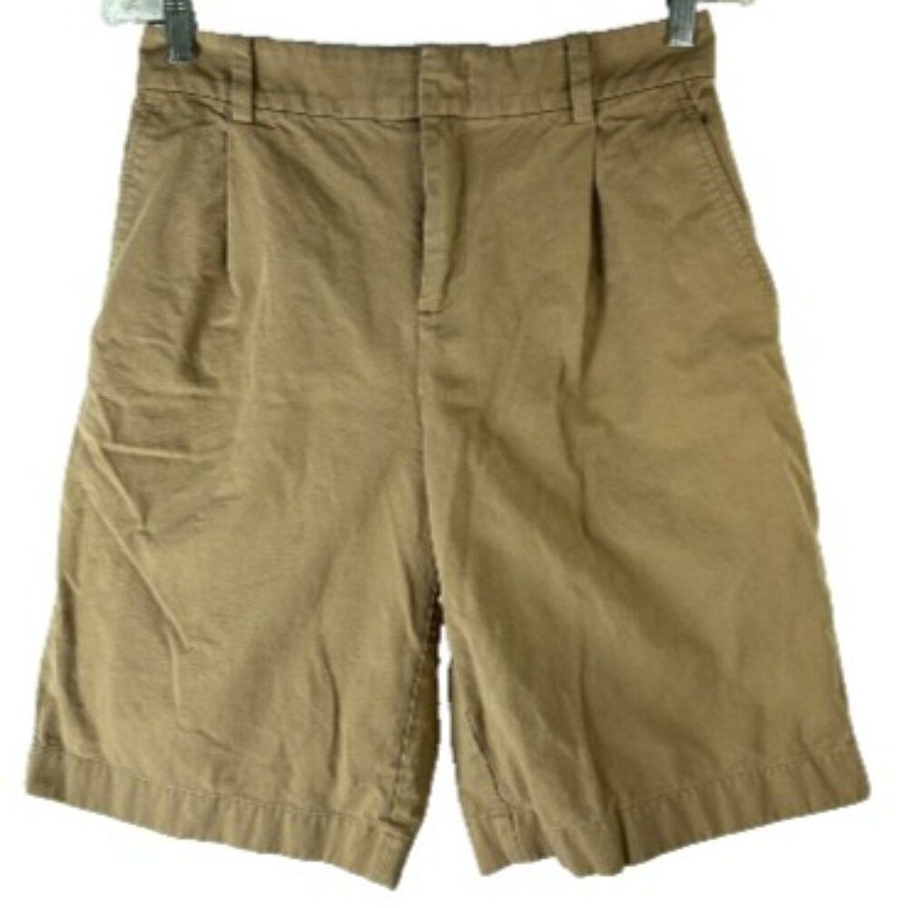 Vince Bermuda Shorts Size 2 Pleated front Brown Cotton Neutral capsule womans